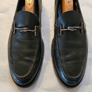 Tod’s Double T-Bar Black Leather Dress Shoes